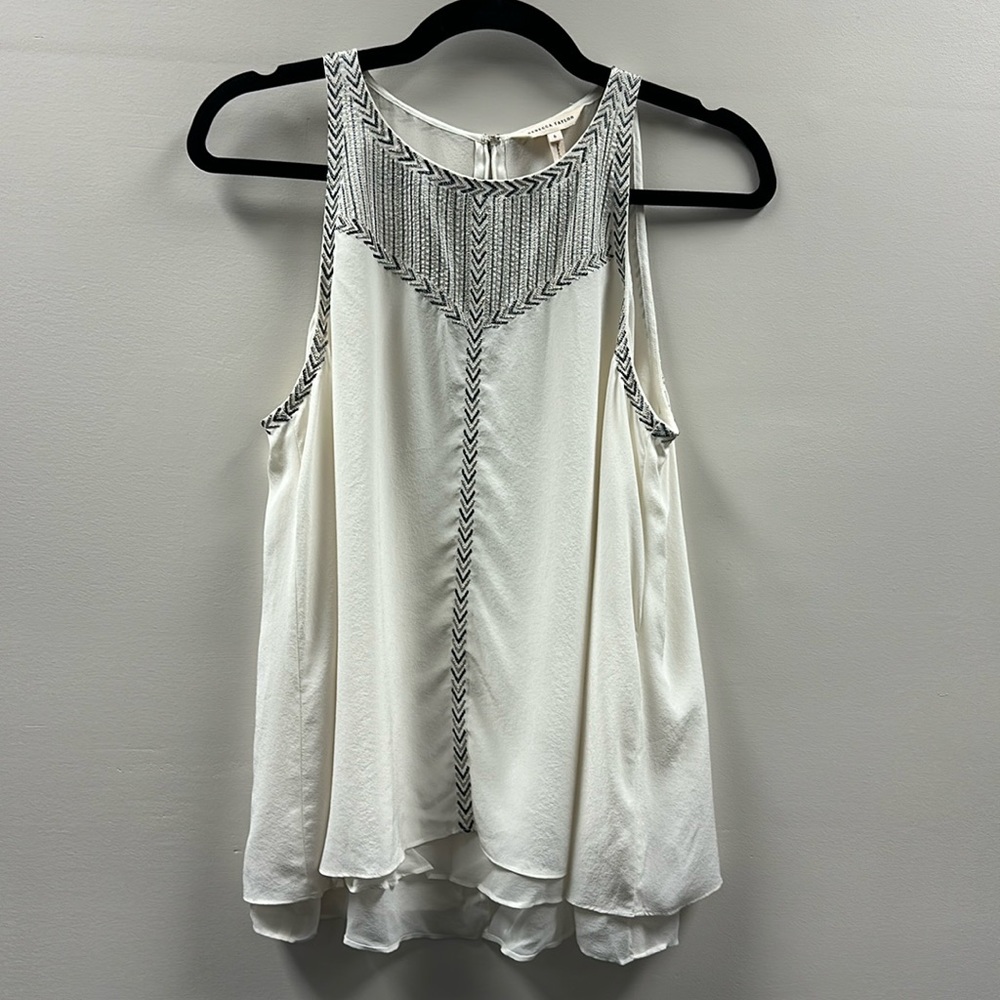 Rebecca Taylor 100% Silk White Sleeveless Top